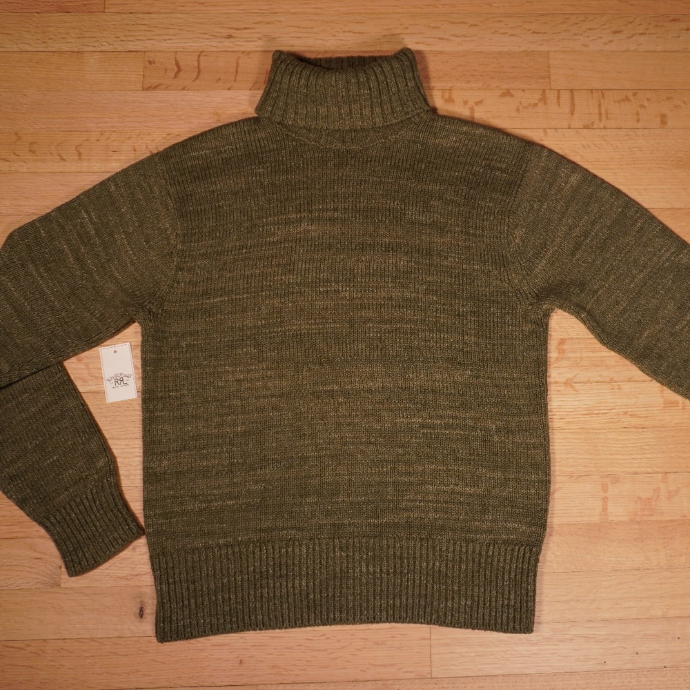 Ralph Lauren Double RL RRL Turtleneck Sweater Green Medium 100% Cotton Brand New